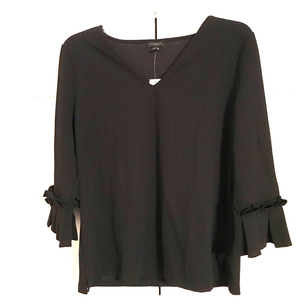 Ann Taylor Factory black v-neck blouse